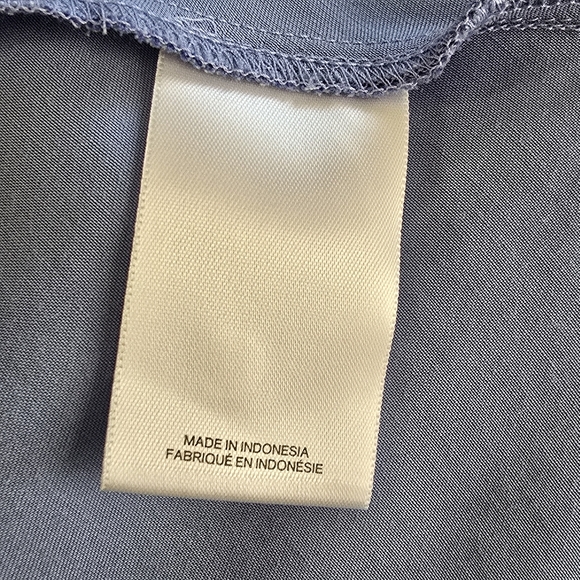 Express Satin V-Neck Downtown Cami Blue Slip Dress Size Medium Slits - Picture 10 of 11